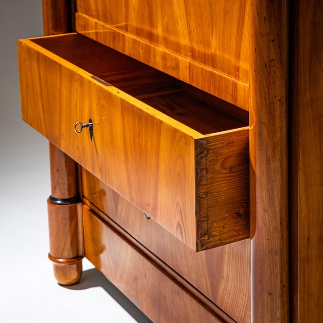 Wood Antique German Biedermeier Secretaire in Cherry, 1830 For Sale - Image 7 of 14
