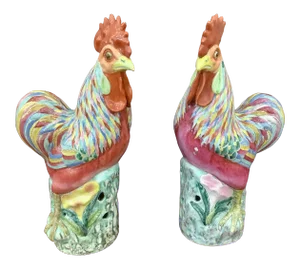 1920’s Chinese Ceramic Roosters - a Pair