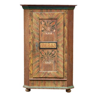 Hand-Painted Folk Wardrobe, Southern Germany, 1845 For Sale