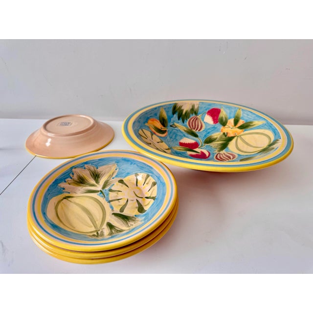 Figurative Late 20th Century Hand Painted Vegetable 5 Piece Ceramic Serving Bowl Set For Sale - Image 3 of 10