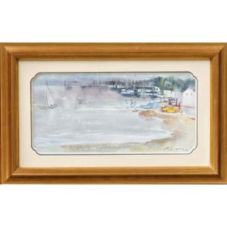 Amadeu Casals, Landscape Composition Drawing, Watercolor on Paper, Framed For Sale