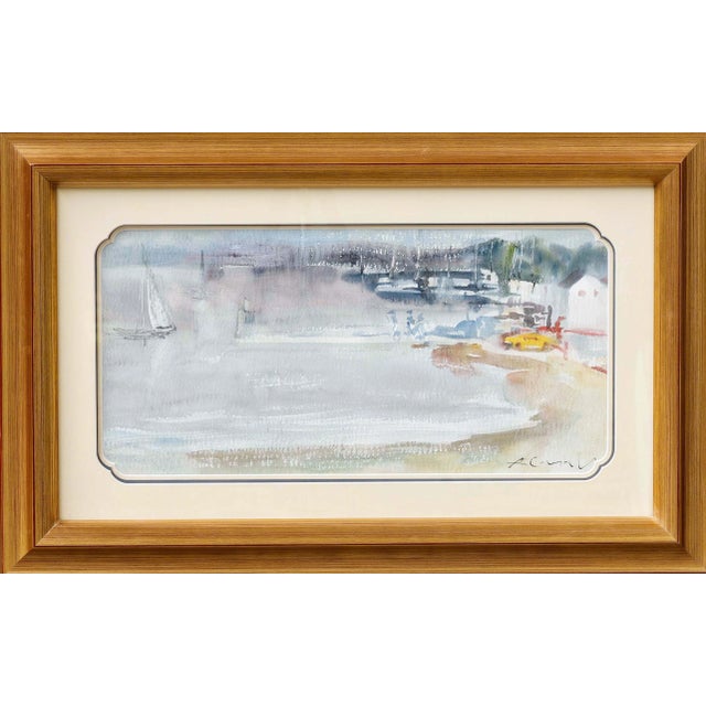 Amadeu Casals, Landscape Composition Drawing, Watercolor on Paper, Framed For Sale