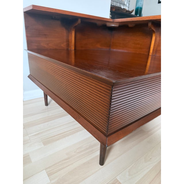 Wood 1960s Walnut Mid Century Modern Corner Step Table For Sale - Image 7 of 9