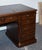 Vintage Hekman Usa Twin Pedestal Desk with Brown Leather Top Brass Handles For Sale - Image 6 of 18