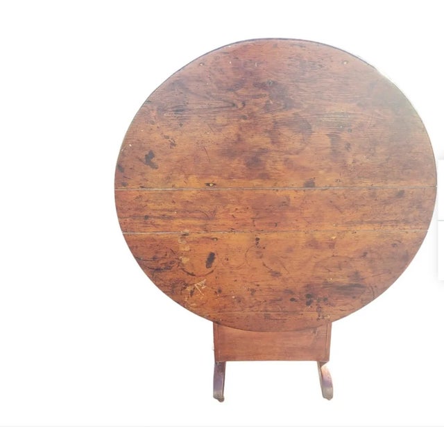 1700s Tilt Top Oak Chair Table With Storage For Sale - Image 4 of 10