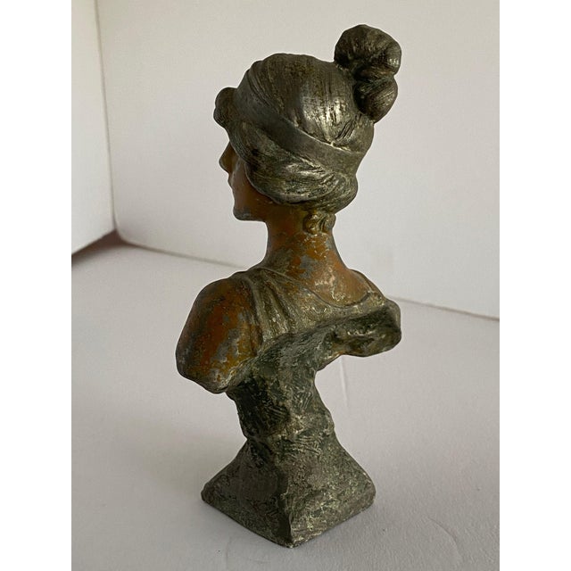 19th Century 5 3/4" Spelter Metal "Lydia" Female Bust, Circa 1890 For Sale - Image 5 of 6