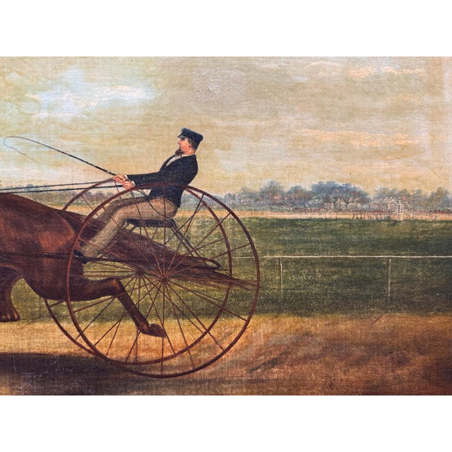 19th-Century American Equestrian Trotting Horse Oil on Canvas For Sale In San Francisco - Image 6 of 12