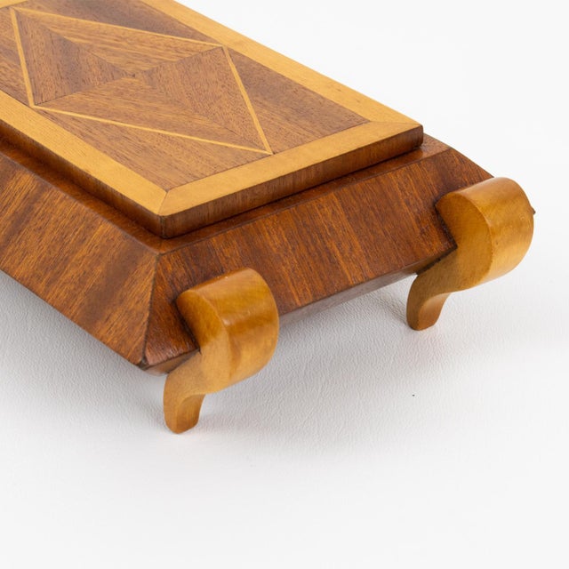French Art Deco Geometric Marquetry Wood Box, circa 1930 For Sale - Image 11 of 12