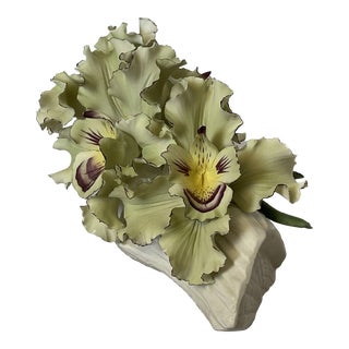 Vintage Capodimonte Orchids on Porcelain Log For Sale
