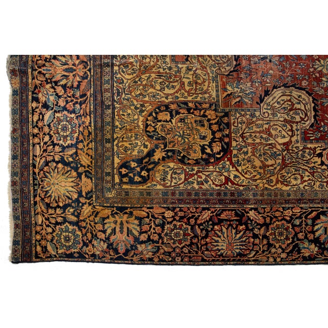 1900 - 1909 Oversized Antique Persian Farahan Red Wool Rug Featuring a Medallion Design For Sale - Image 5 of 12