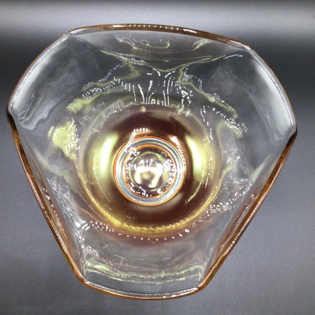 Peach Indiana Glass Iridescent Chip and Dip Bowl - Set of 3 For Sale - Image 8 of 12