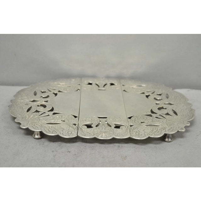 Vintage LBS Co Victorian Silver Plated Expanding 3 Section Pot Trivet For Sale - Image 13 of 14