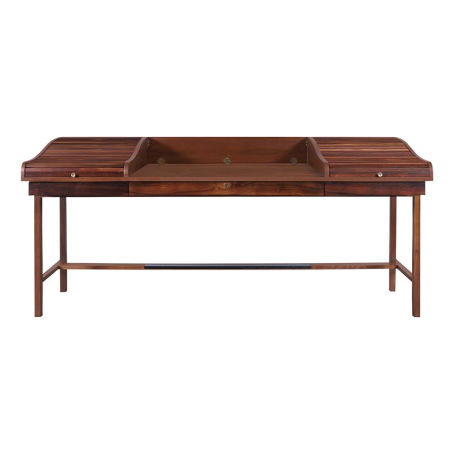 Vintage Rosewood Tambour Door Desk by Edward Wormley for Dunbar, 1950s For Sale