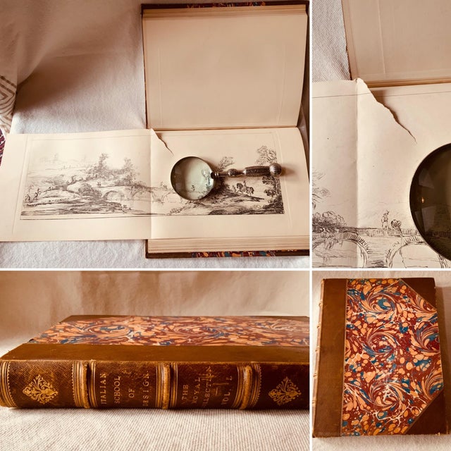 Metal Rare Antique Books: Italian School of Design — 1835 British Royal Collection, Complete 2-Volume Set For Sale - Image 7 of 18