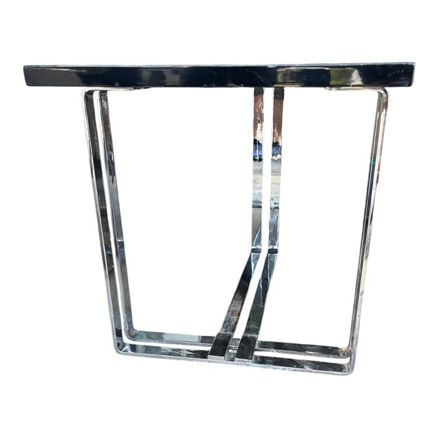 Pair of Vintage Chrome Banded Steel Donald Desky Inspired End Tables For Sale - Image 4 of 6