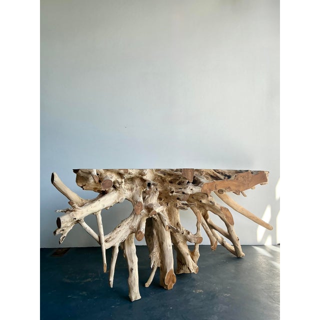 Late 20th Century Vintage Boho Natural Root Console Table For Sale - Image 5 of 10