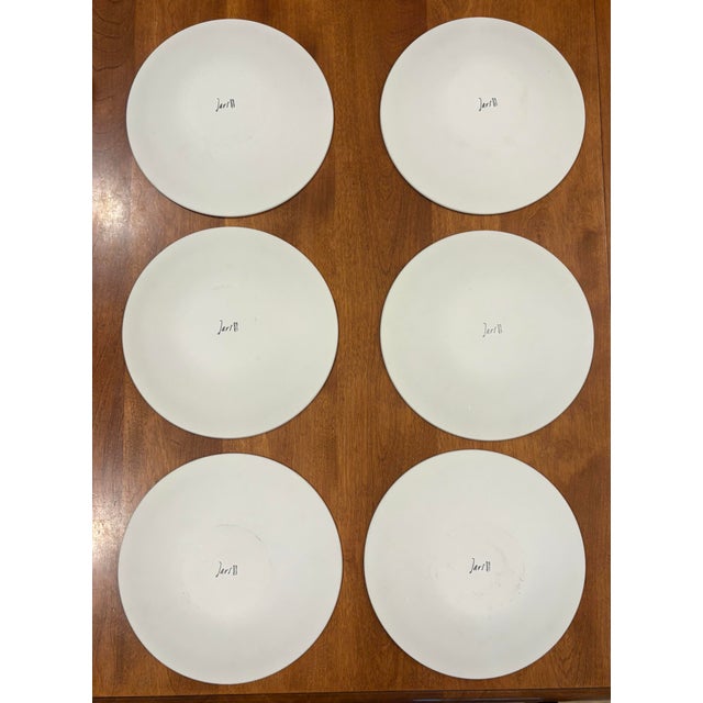 2020s Jars Cerámica France Tourron Aqua Elise Ceramic Dinner Plates, Set of 6 For Sale - Image 5 of 9