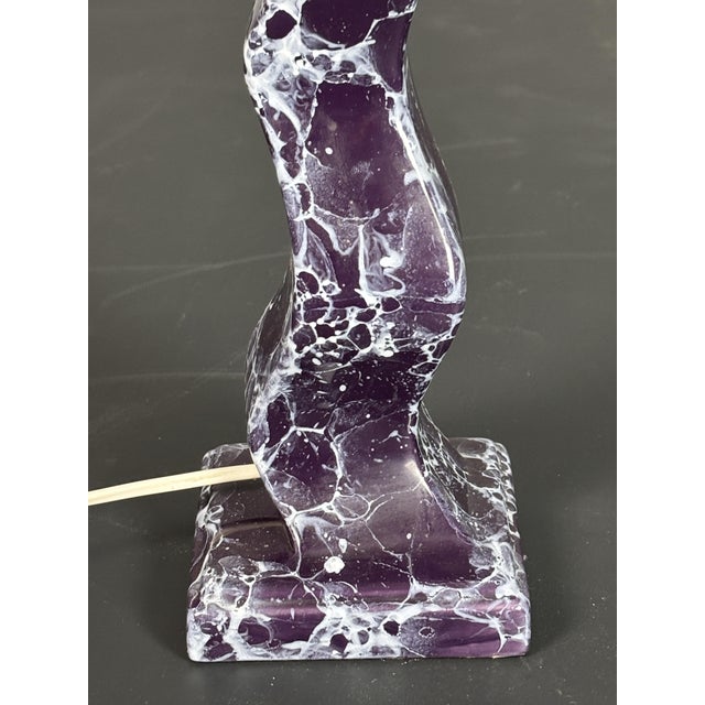 Postmodern French Zig Zag Faux Marble Table Lamp, 1980s For Sale - Image 4 of 12
