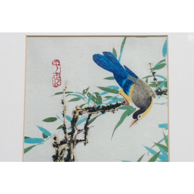 Mid 20th Century Original Framed Botanic and Avian Signed Chinese Watercolor For Sale - Image 4 of 10