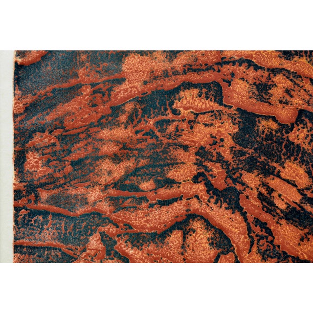 Abstract Expressionism Red Lava Abstract Collagraph by Winifred Heron For Sale - Image 3 of 8