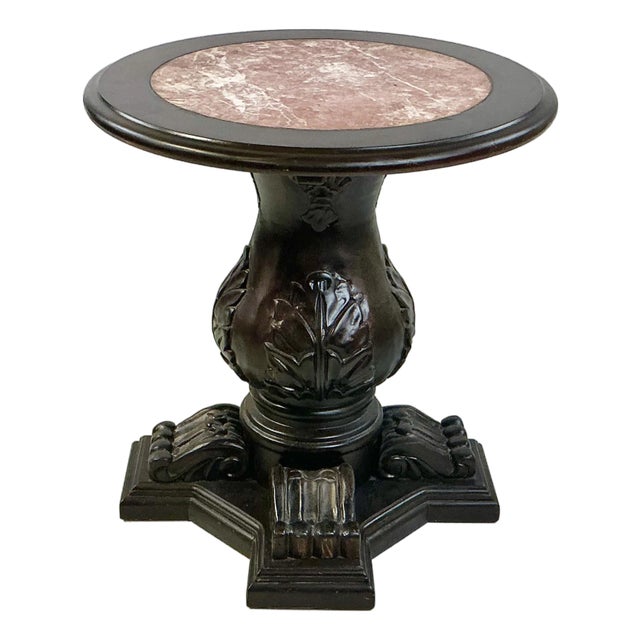 1920s Antique Edwardian Hollywood Regency Red Marble Top Side Table For Sale