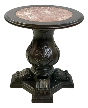 1920s Antique Edwardian Hollywood Regency Red Marble Top Side Table.