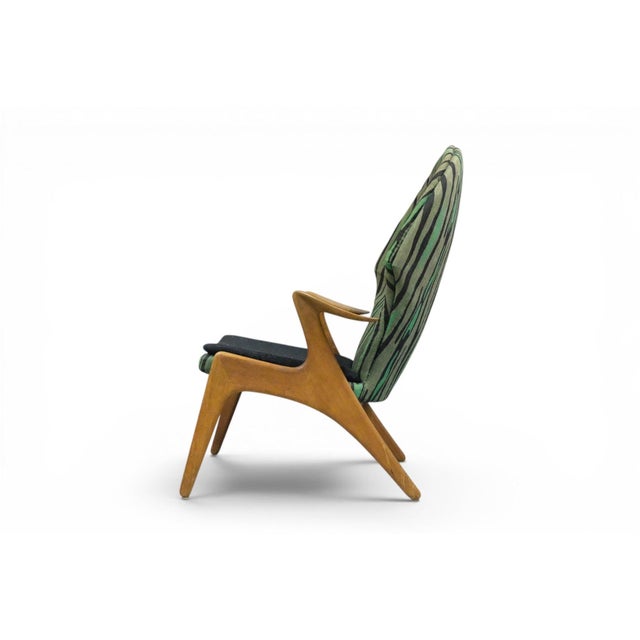 Mid-Century Modern Danish Modern Highback Oak Lounge Chair Attributed to Kurt Østervig For Sale - Image 3 of 11