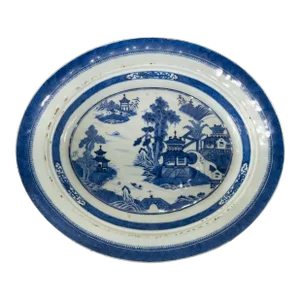 18th Century Chinese Chinoiserie Blue and White Nanking Platter Tray