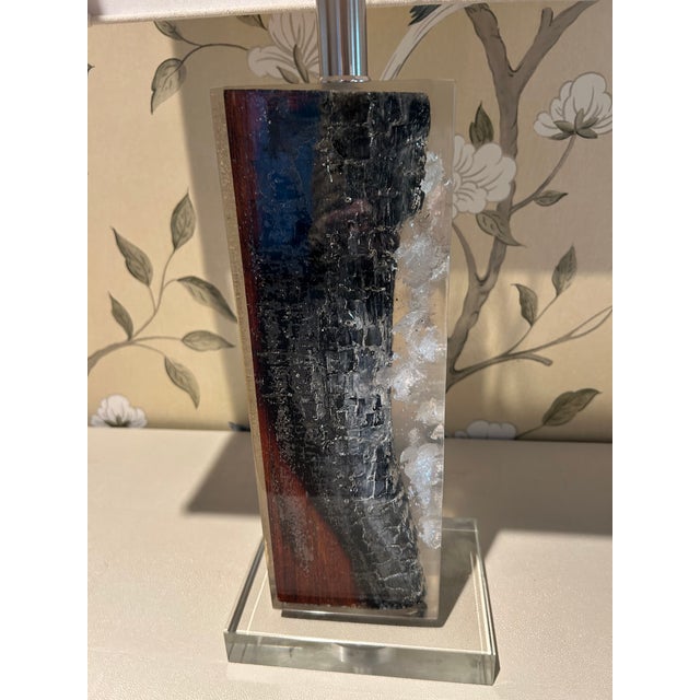 Contemporary Lucite and Petrified Wood Table Lamps by Made Goods -a Pair For Sale - Image 3 of 10