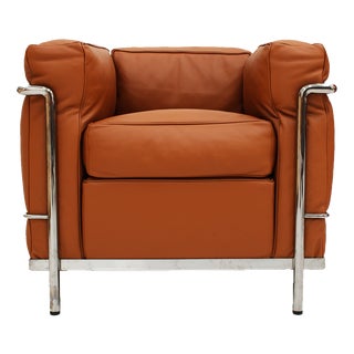 Modernist LC2 Lounge Chair in Brown Leather by Le Corbusier for Cassina, Italy, 1980 For Sale