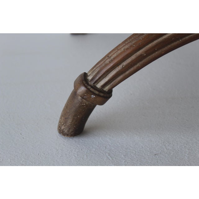 Vintage Louis XVI Style Wood Frame X Base Bench Faux Burl Wood Seat For Sale - Image 12 of 18