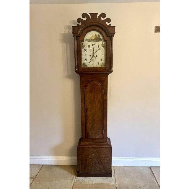 Metal Antique George III Mahogany Arch Dial Long Case Clock, 1800 For Sale - Image 7 of 7
