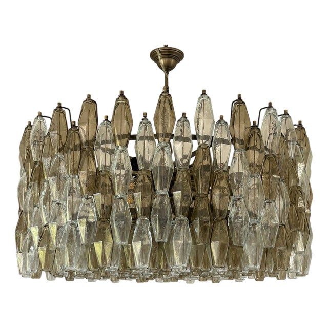 Poliedro Murano Glass Chandelier in Brunish Finish by Simoeng For Sale