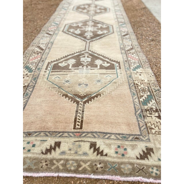 Textile 1960s Vintage Persian, Geometric Pattern, Earthy Color Runner Rug For Sale - Image 7 of 7