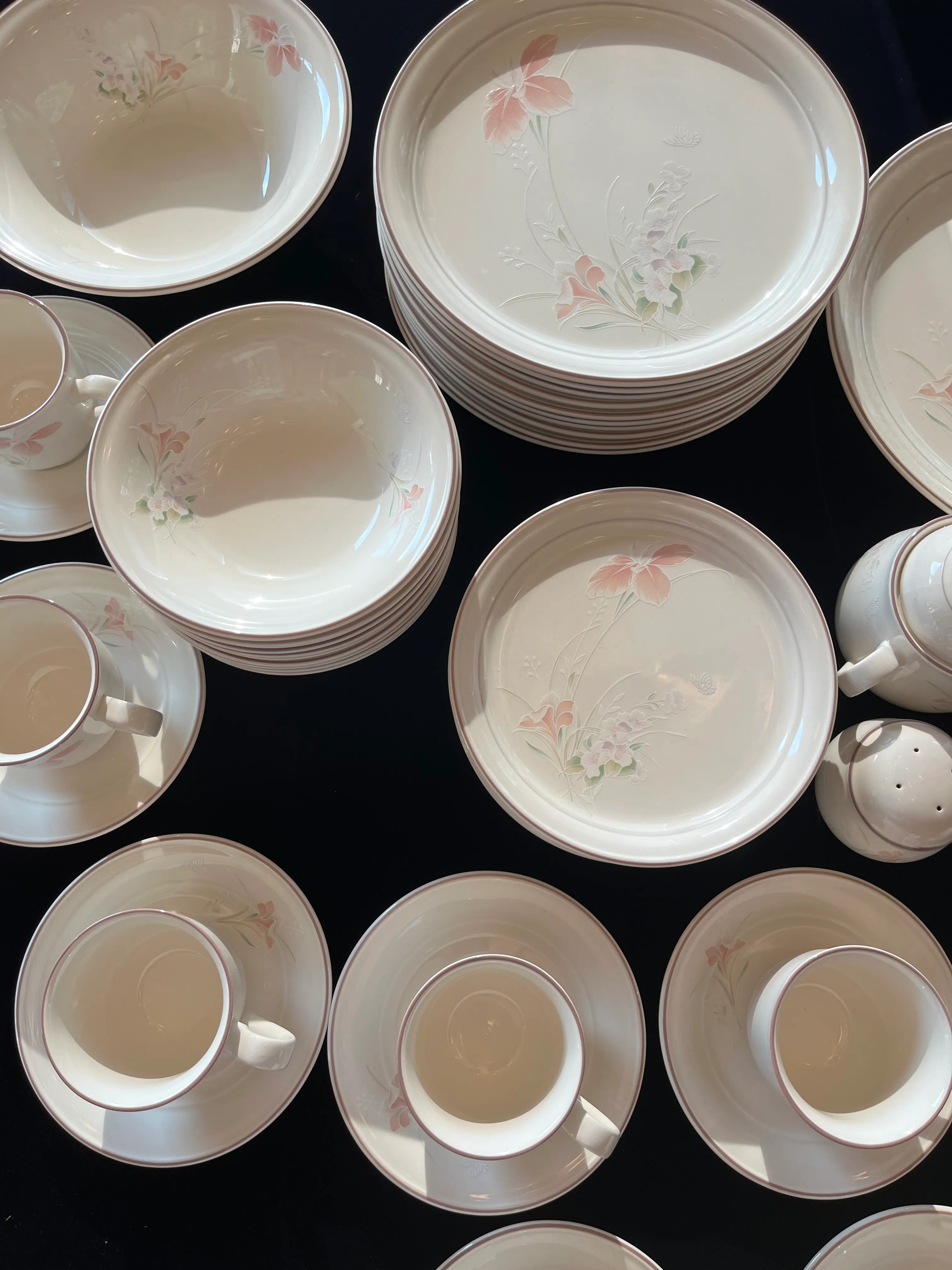 1990s Noritake Spring Orchid Fine China Dinnerware Set- 57 Pieces