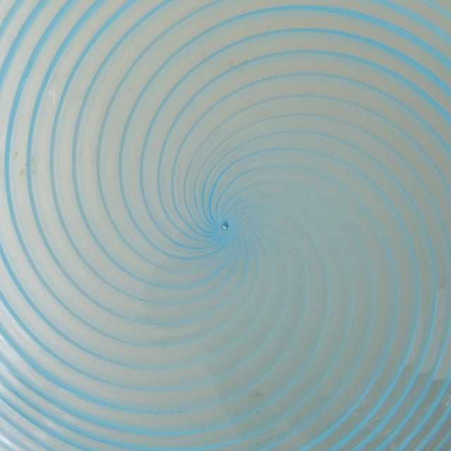 1970s Italian Blue Spiral Murano Glass Globe Pendant For Sale - Image 9 of 11
