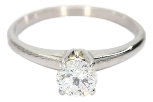 18k White Gold Solitaire Ring With Natural 0.50ct Diamond Center - Eye Clean, Size 5.25