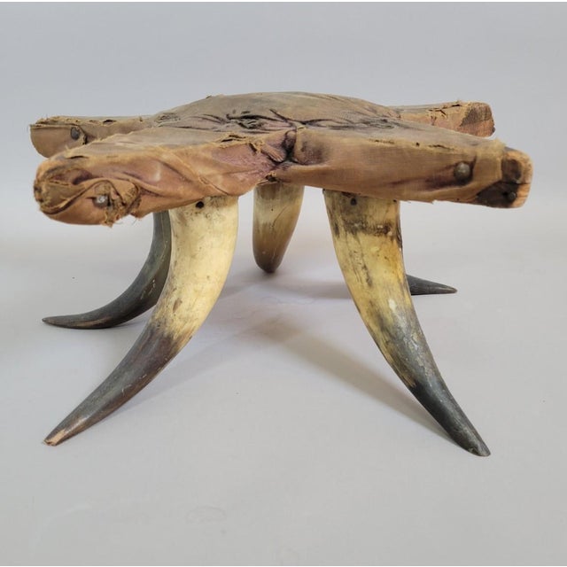 American Folk Art Star Pincushion on Mounted Cattle Horn Base, Early 20th Century For Sale - Image 4 of 9