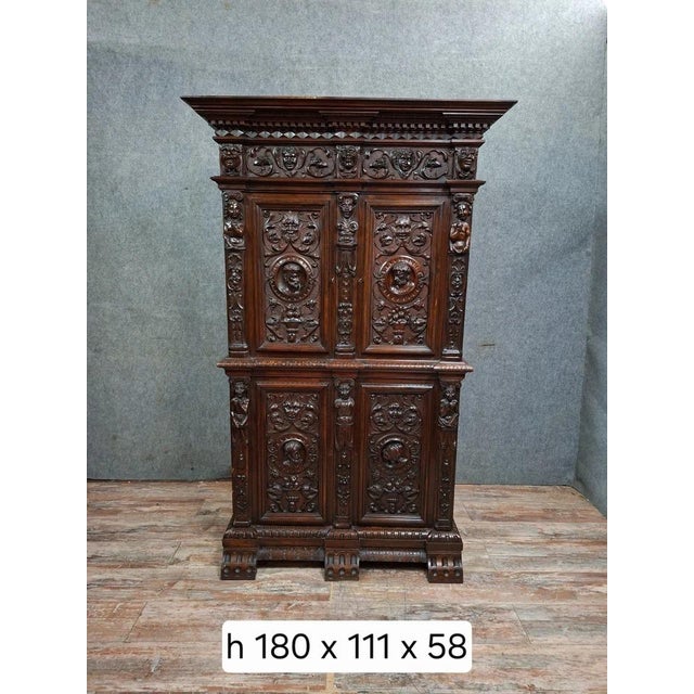 Brown Antique Carved Walnut Buffet, 1890s For Sale - Image 8 of 9