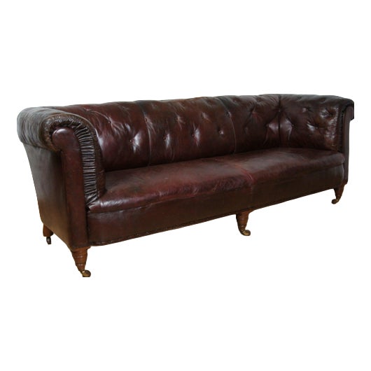 Victorian Leather Chesterfield Sofa For Sale
