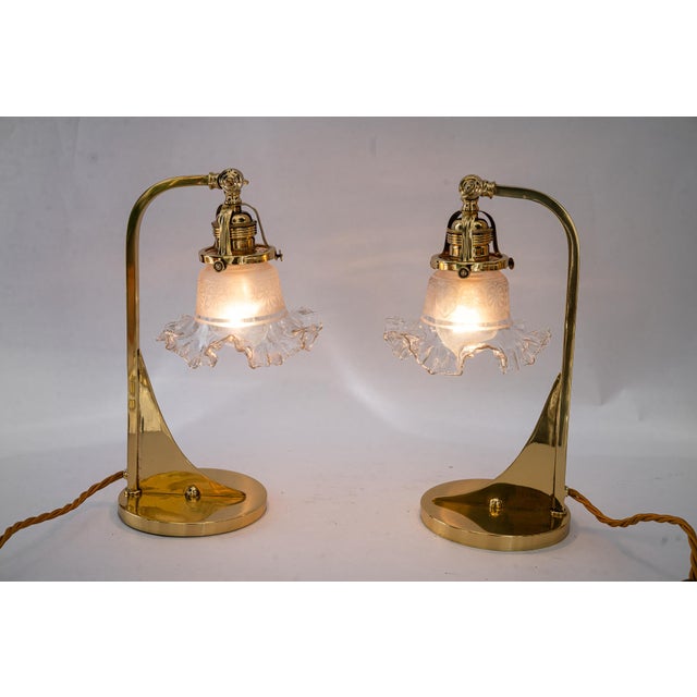 Art Deco Table Lamps with Glass Shades, Vienna, 1920s, Set of 2 For Sale - Image 10 of 14