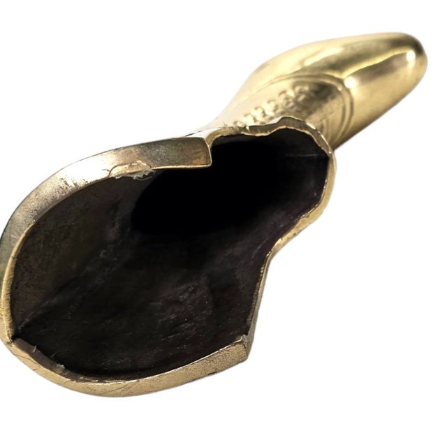 Gold Vintage Solid Brass Victorian Ladies Boot Vase Lace Up Shoe Figurine Gold For Sale - Image 8 of 8