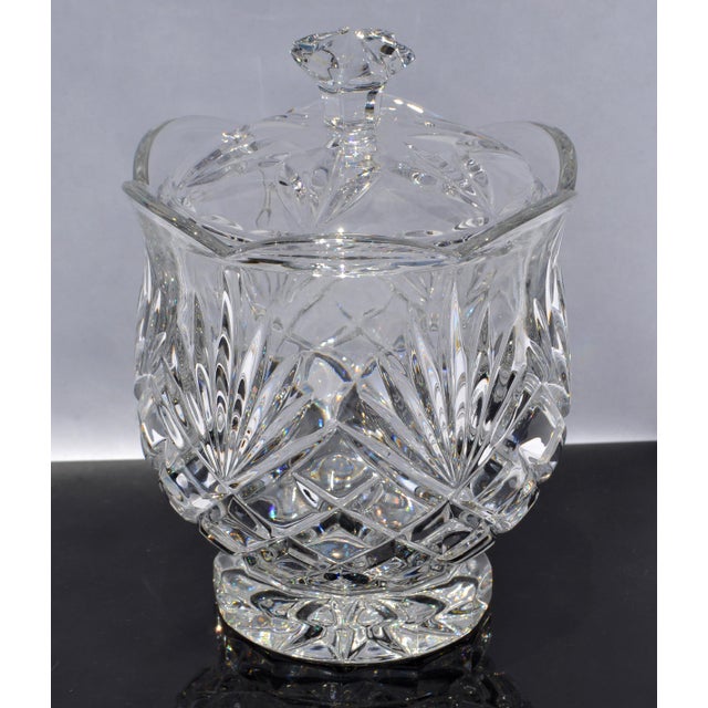 Transparent Mid 20th Century Waterford Style Boho Chic Heavy Crystal Bonbonniere Cookie Jar Bowl For Sale - Image 8 of 15