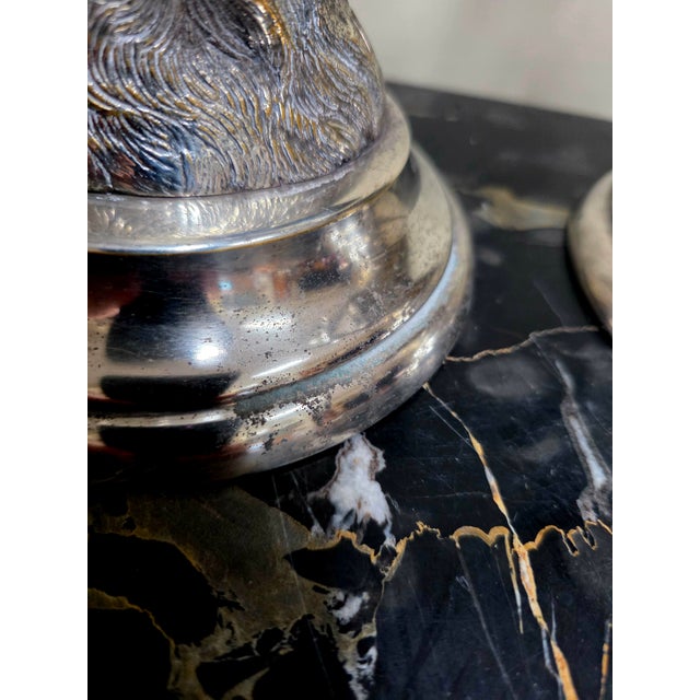 1950s Pair of Carole Stupell Stag Silverplate Hurricane Lamps For Sale - Image 13 of 13