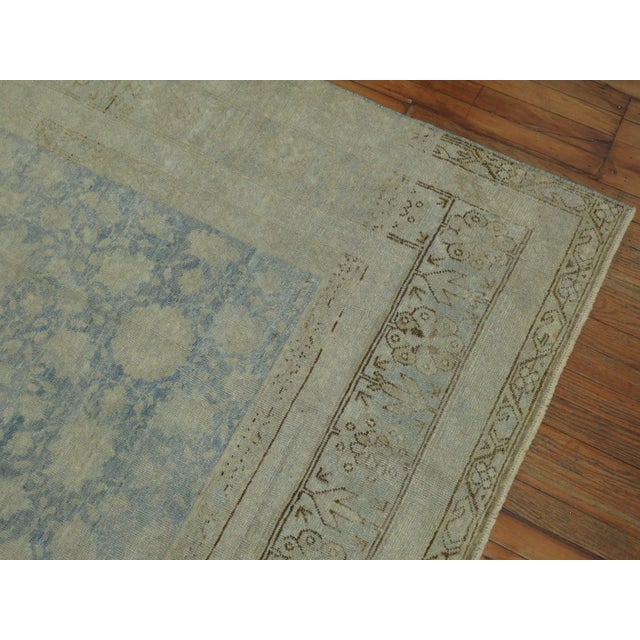 Vintage Zabihi Collection Light Blue East Turkestan Rug For Sale In New York - Image 6 of 9