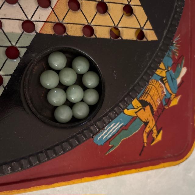 Mid-Century Ranger Chinese Checkers Metal "Hideaway" Game Board and Marbles For Sale - Image 4 of 6