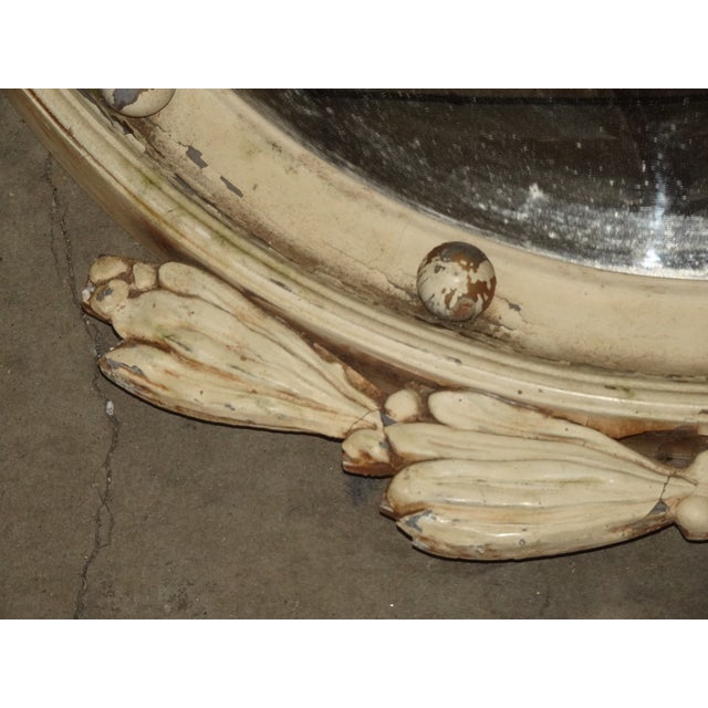 Antique Off White Federal Bullseye Eagle Convex Wall Mantle Mirror 13 Colonies#3 For Sale - Image 14 of 17