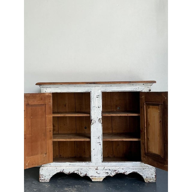 White Antique White Distressed Wooden Primitive Sideboard For Sale - Image 8 of 12