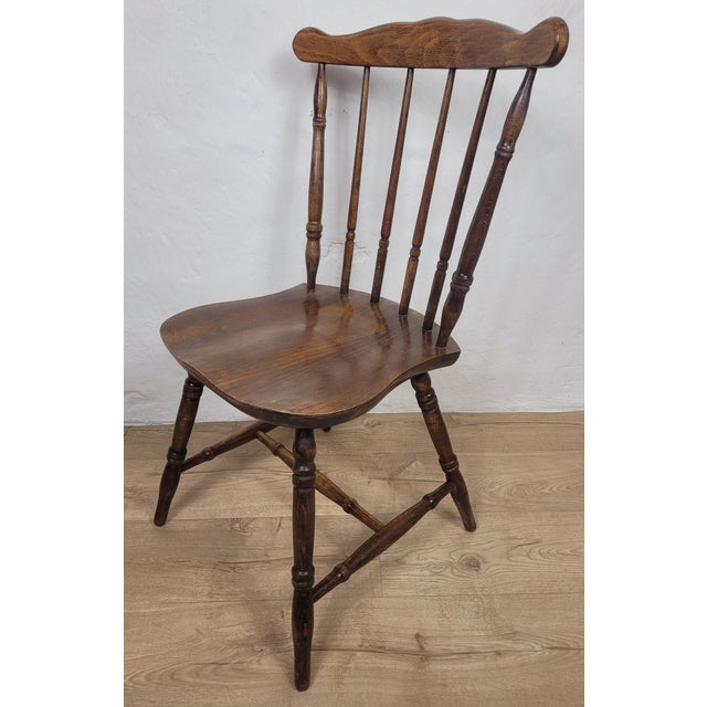 Vintage English Elm Spindle Back Kitchen Chair, 1970 For Sale - Image 4 of 15