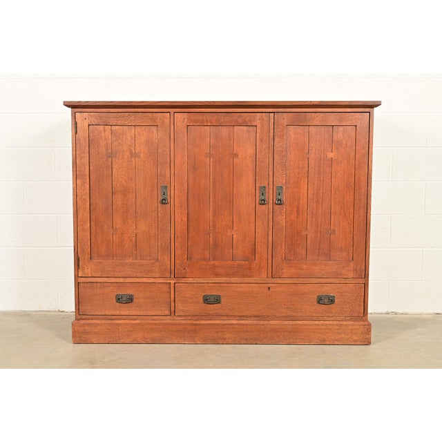Stickley Mission Oak Arts & Crafts Media Cabinet For Sale - Image 14 of 14